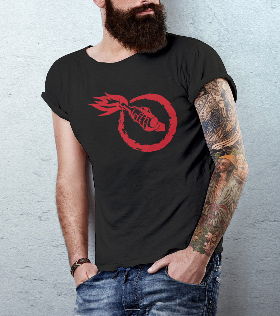 Molotov Cocktail Red Flame Circle T-Shirt