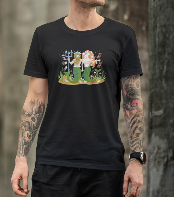 Mermaid Couple Underwater Ceremony Neptune Nuptials T-Shirt