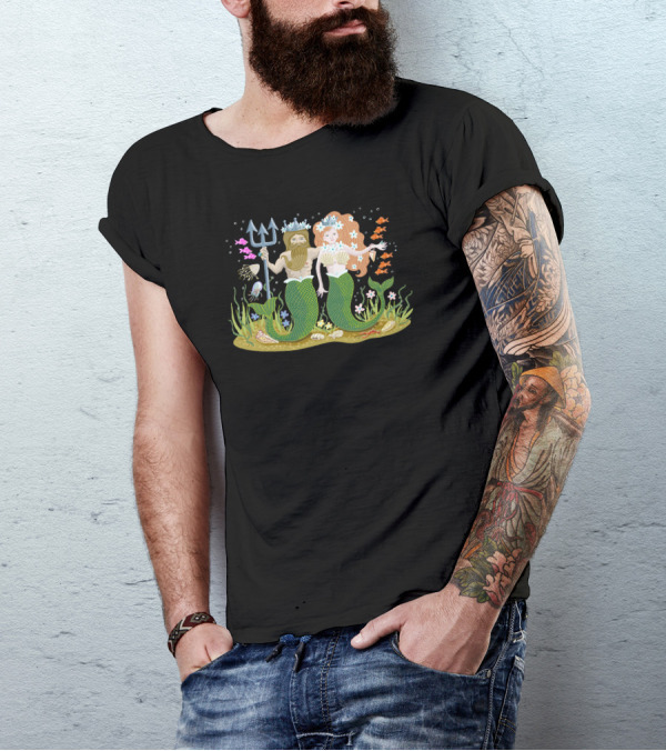 Mermaid Couple Underwater Ceremony Neptune Nuptials T-Shirt