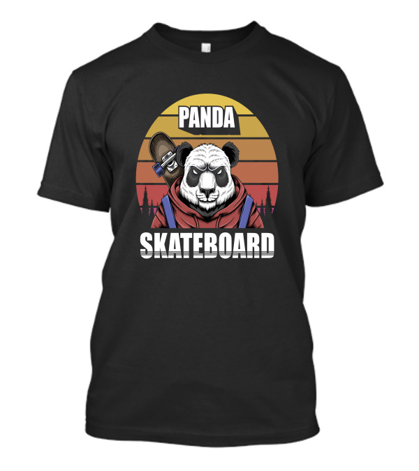 Panda Skateboard Retro Sunrise Style Hoodie Forest Adventure T-Shirt