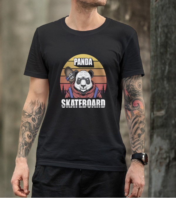 Panda Skateboard Retro Sunrise Style Hoodie Forest Adventure T-Shirt