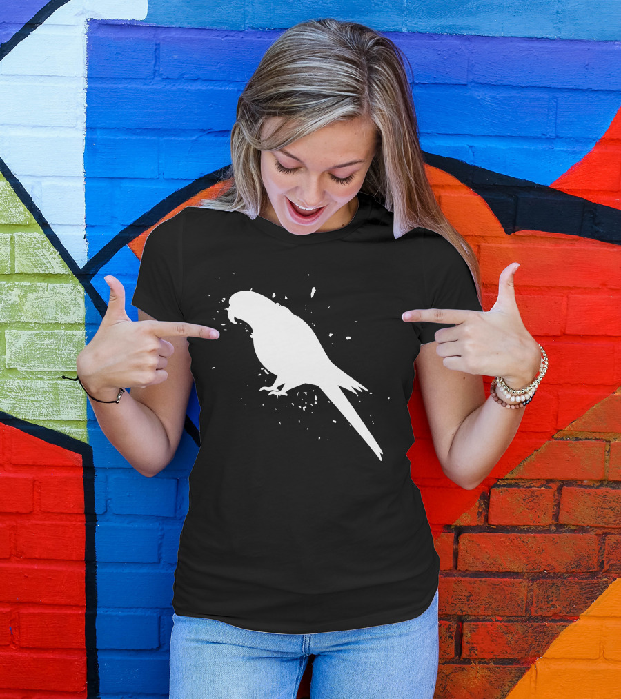 Parot M3acaw Silhouette Bird Splash Contrast T-Shirt