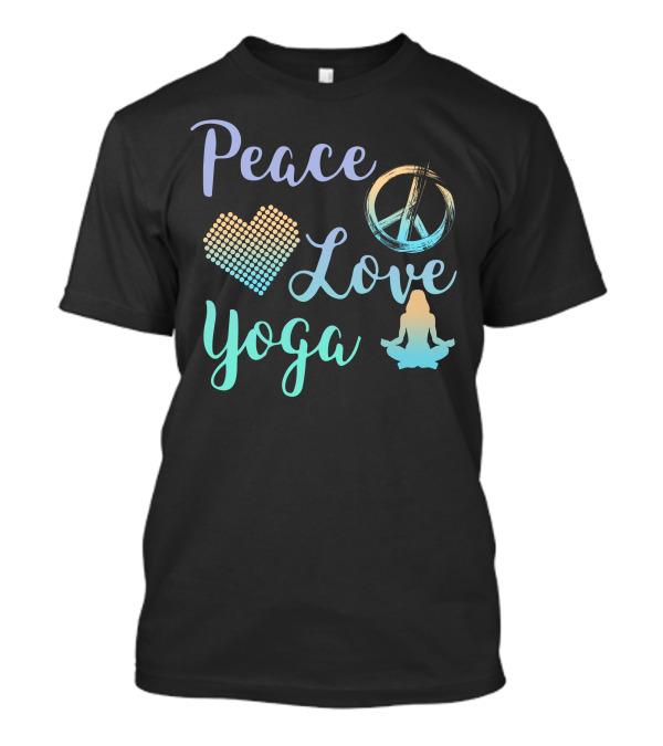 Peace Love Yoga Peace Symbol Gradient Heart T-Shirt