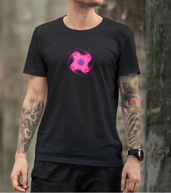 Pink Fractal Spiral Abstract T-Shirt