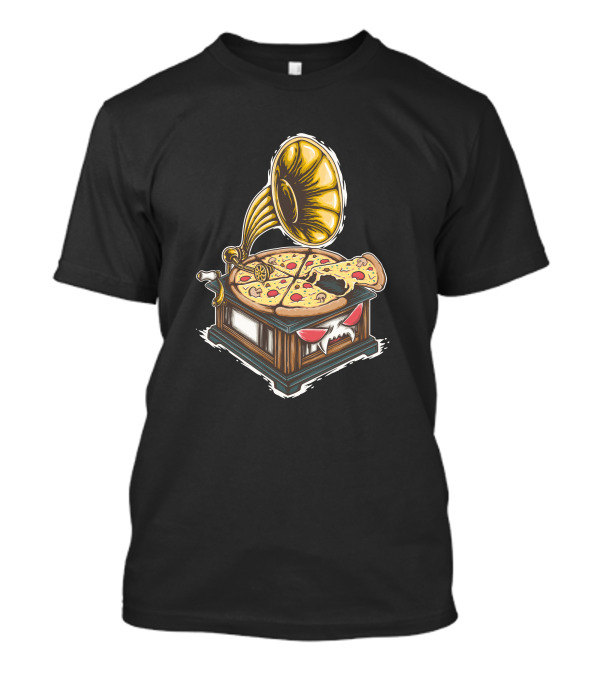 Pizza Gramophone Vintage Music Slice Fusion T-Shirt