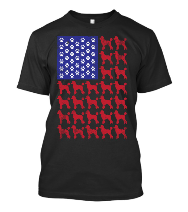 Poodle Paw Print American Flag T-Shirt