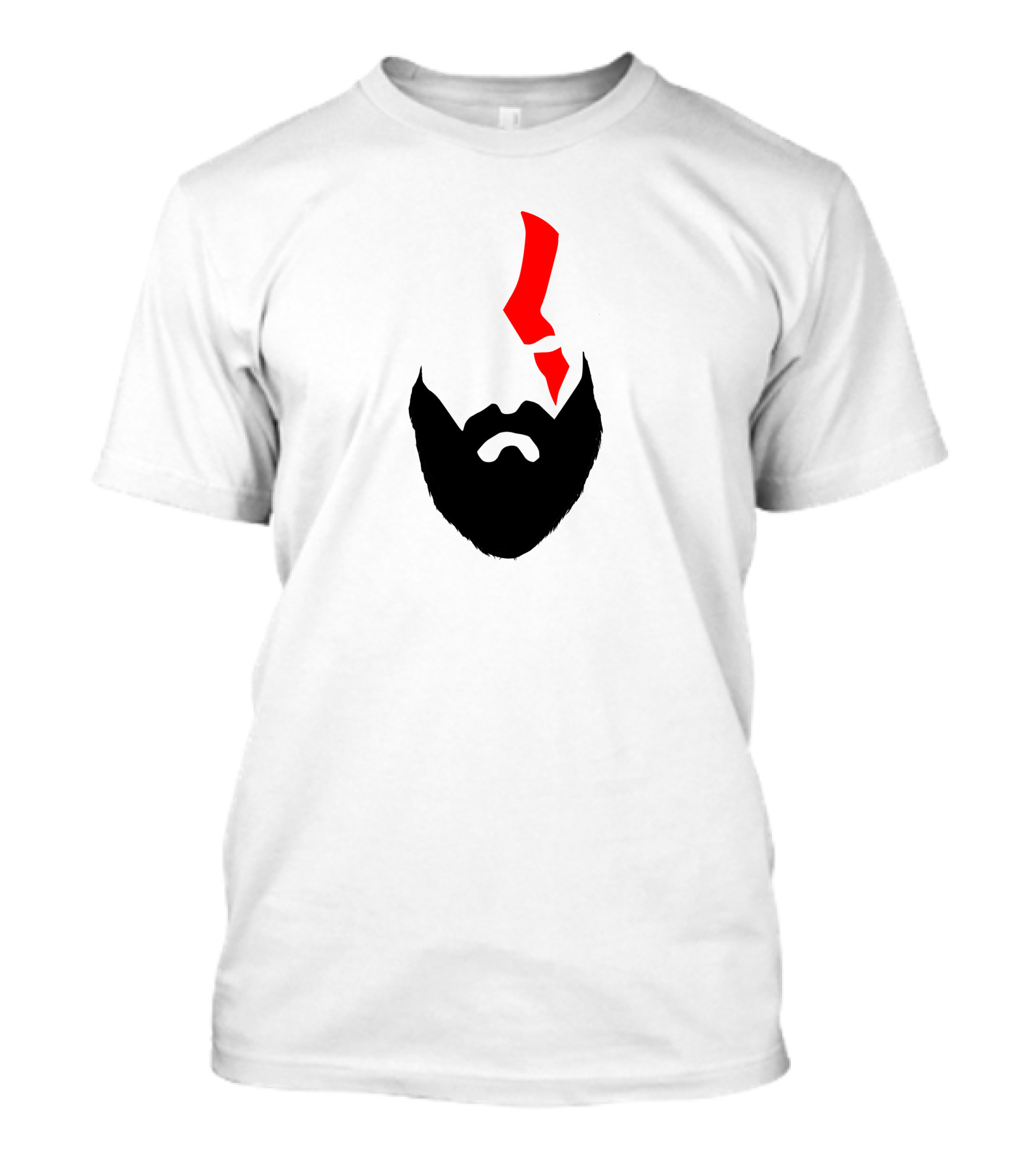 Kratos Project Greek God Of War Beard Silhouette Red Mark T-Shirt