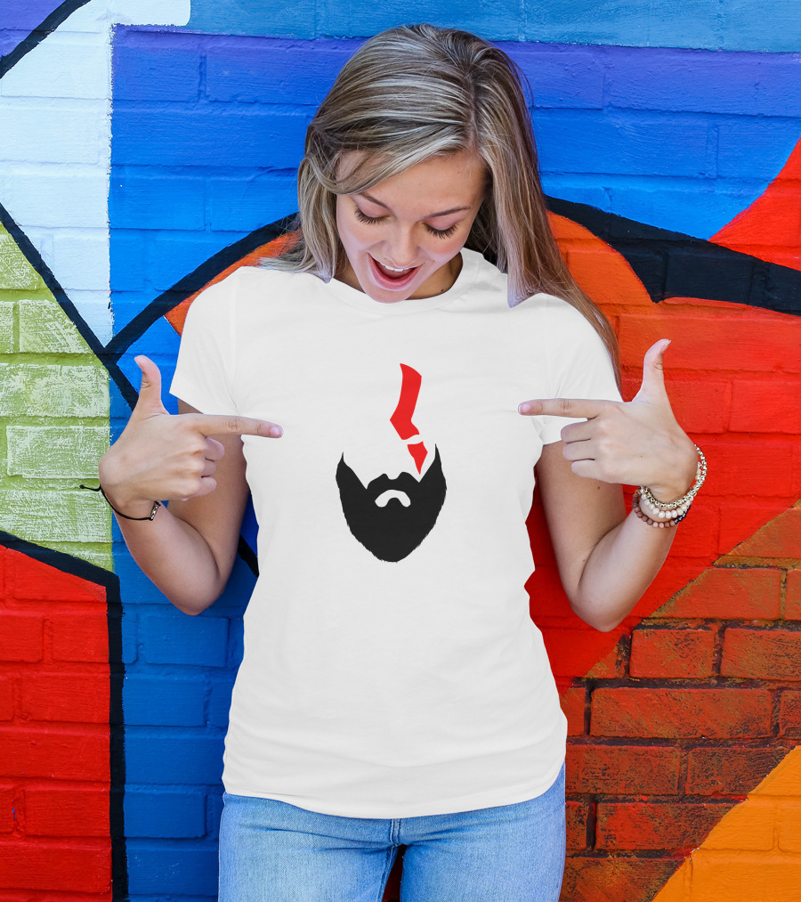 Kratos Project Greek God Of War Beard Silhouette Red Mark T-Shirt