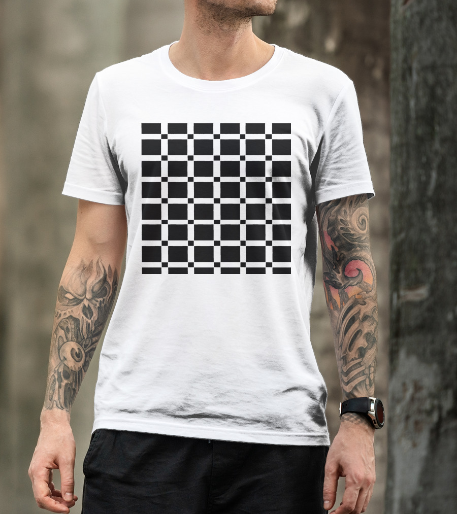 Quadri Black And Dark Gray Checkered T-Shirt
