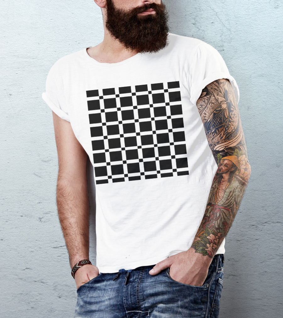 Quadri Black And Dark Gray Checkered T-Shirt