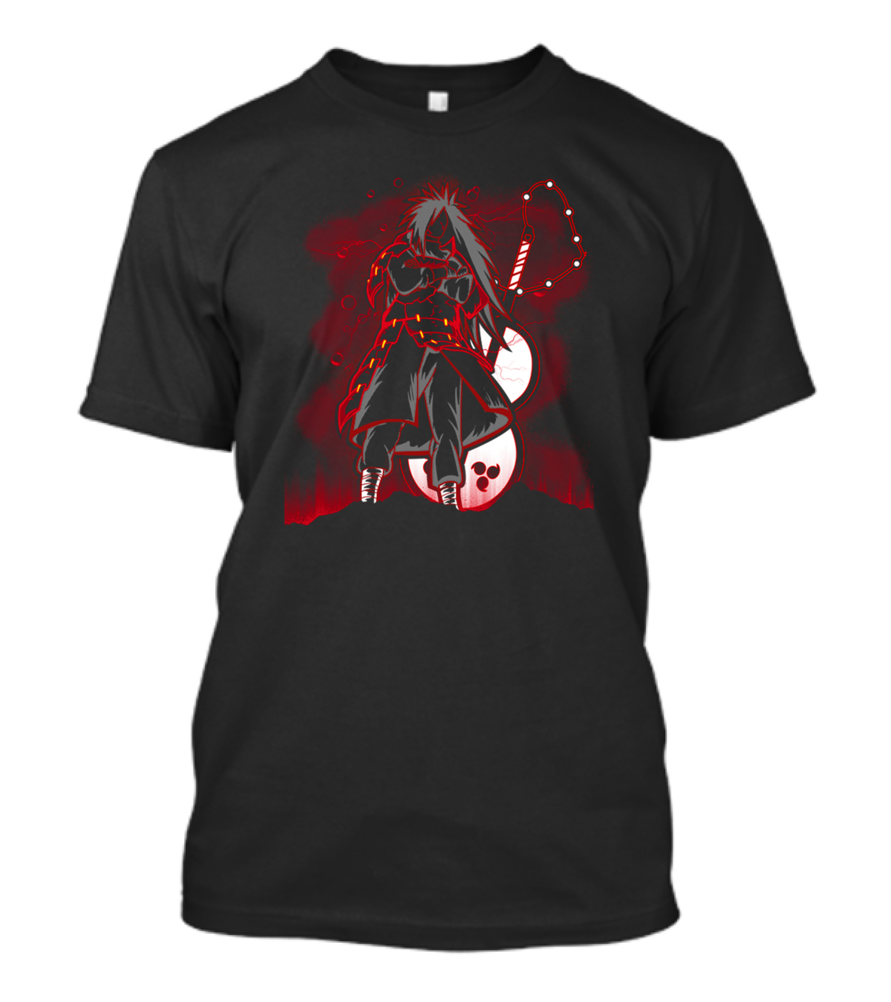 Red Shinobi Madara With Sharingan And Susanoo Symbols T-Shirt