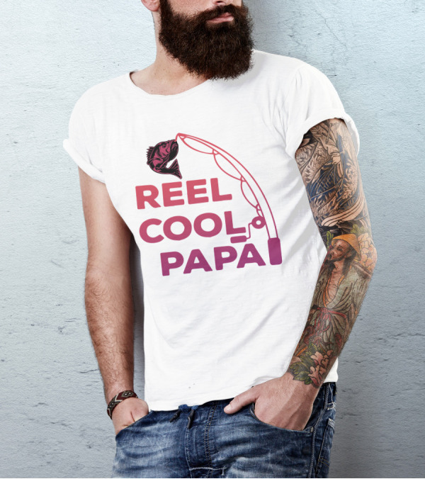 Reel Cool Papa Fishing Rod And Fish T-Shirt