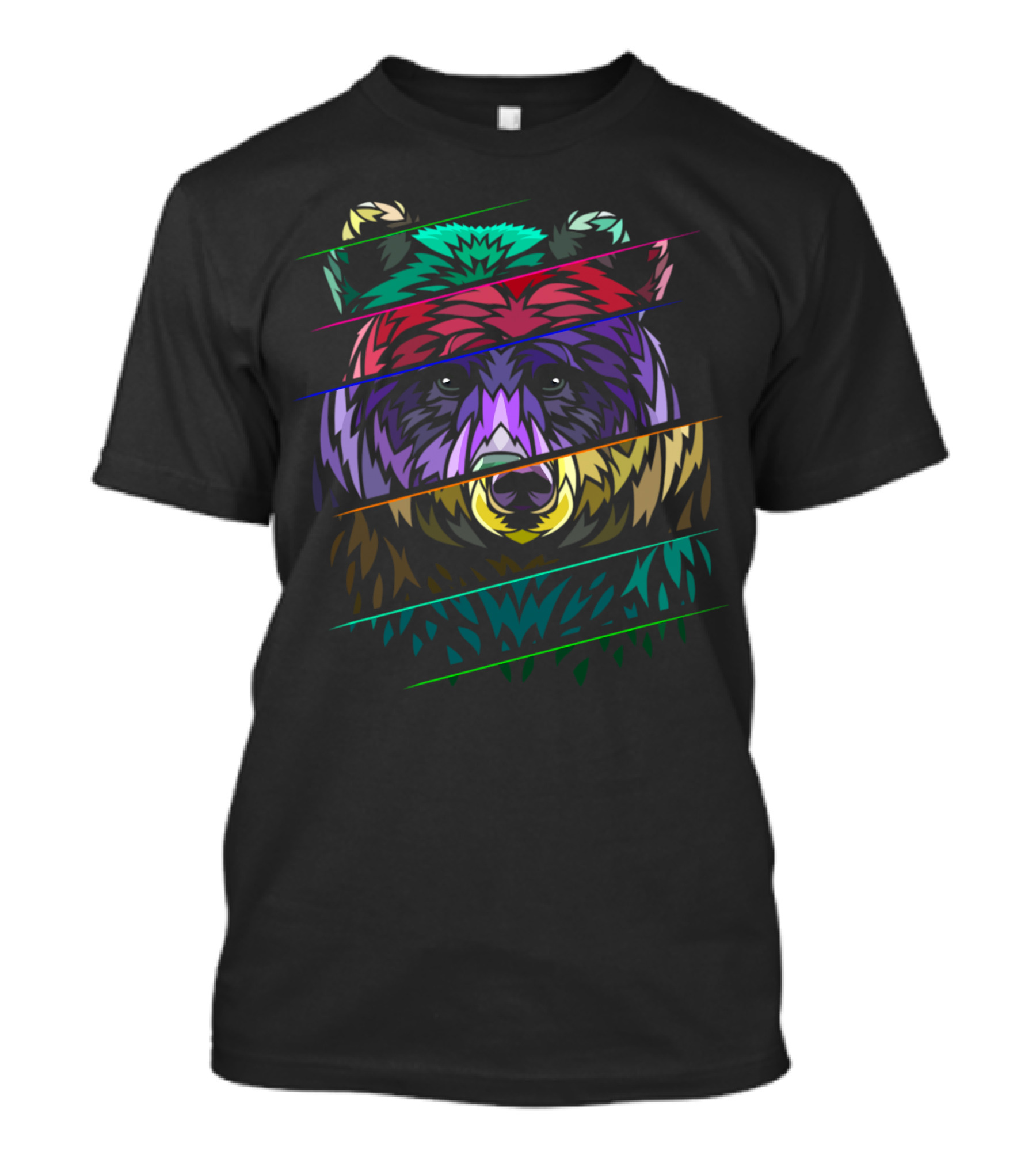 Ribal Distorted Bear Vibrant Geometric T-Shirt