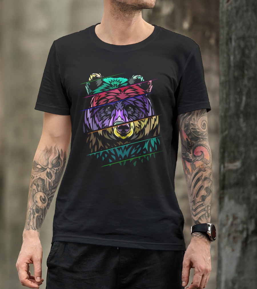 Ribal Distorted Bear Vibrant Geometric T-Shirt