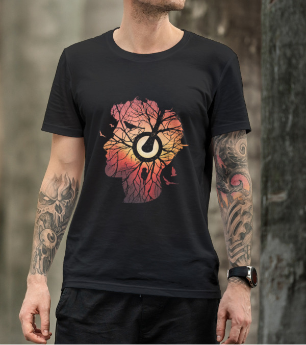 Roots Music Tree Silhouette With Sunset And Headphone T-Shirt