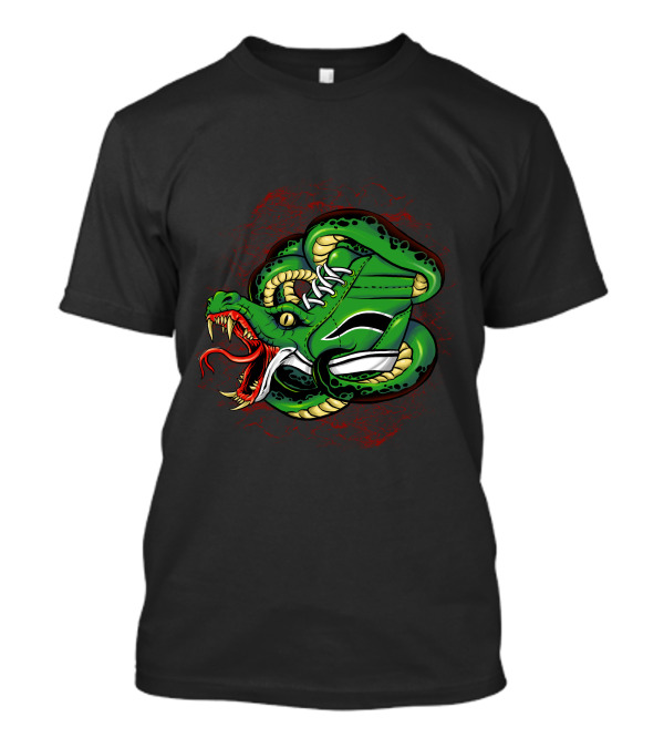 Snaker Bites Green Snake Shoe With Fangs And Red Tongue T-Shirt