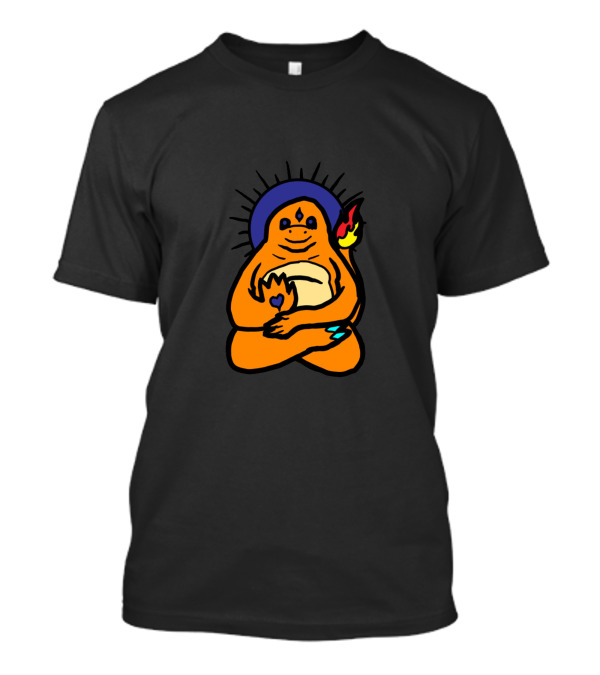 Spirit Animal Lizard Meditation With Enlightened Halo Fire Heart T-Shirt