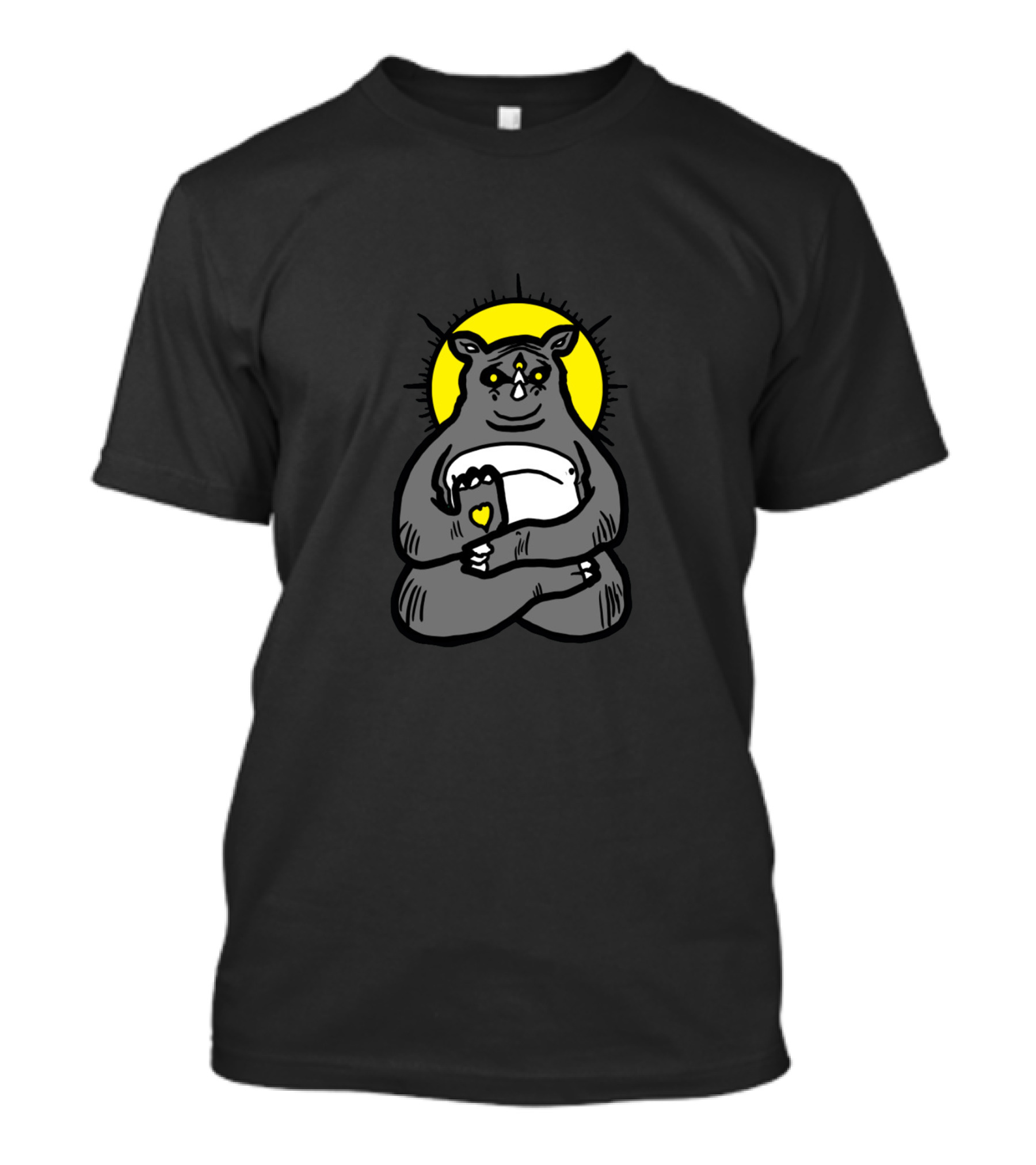 Spirit Animal Rhino Meditating With Yellow Aura T-Shirt