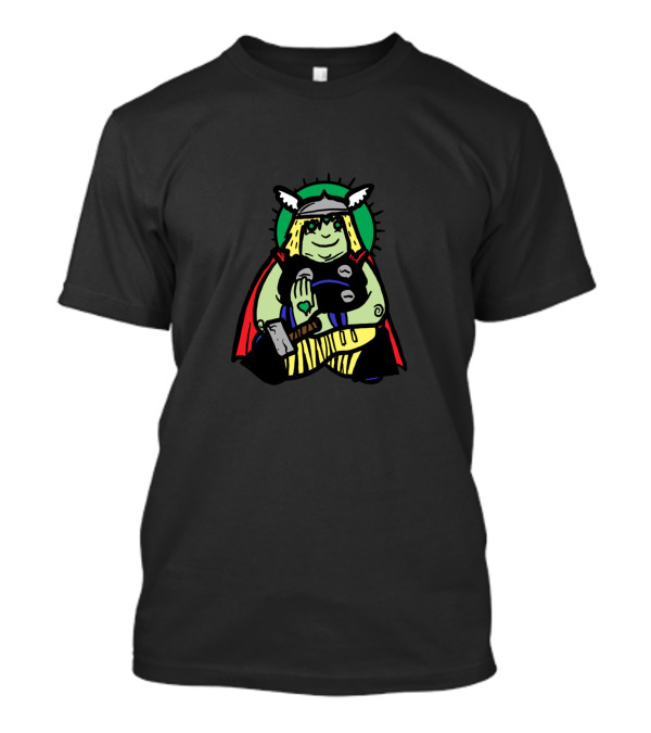 Spirit Animal Thor Green Viking Holding Hammer With Red Cape And Helmet T-Shirt