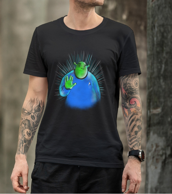 Star Trek Shrek In Spock Uniform With Vulcan Salute T-Shirt