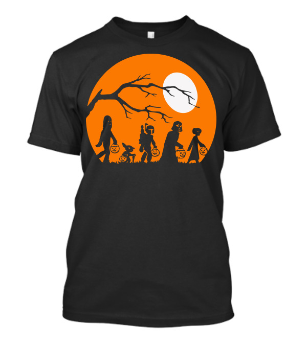 The Halloween Mandalorian Star Wars Trick Or Treat Moon Scene T-Shirt