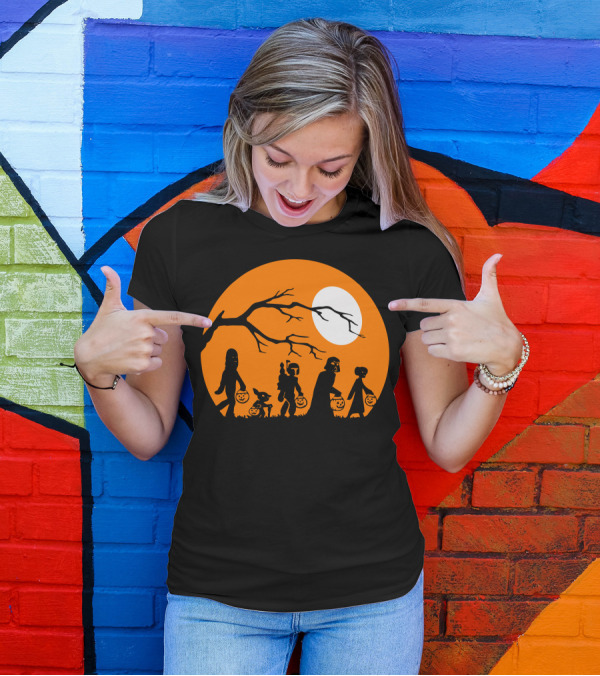 The Halloween Mandalorian Star Wars Trick Or Treat Moon Scene T-Shirt