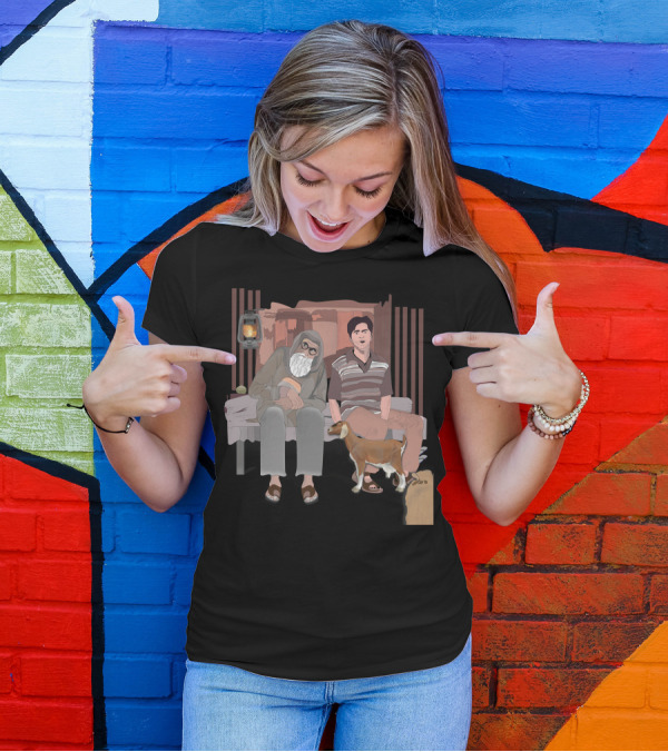 The Old Beardo Man Sitting With Companion And Goat T-Shirt