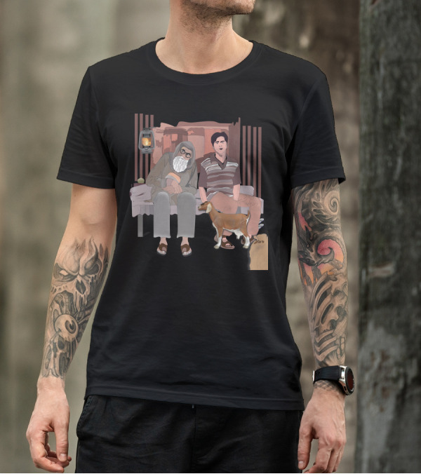 The Old Beardo Man Sitting With Companion And Goat T-Shirt