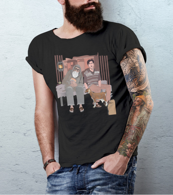 The Old Beardo Man Sitting With Companion And Goat T-Shirt