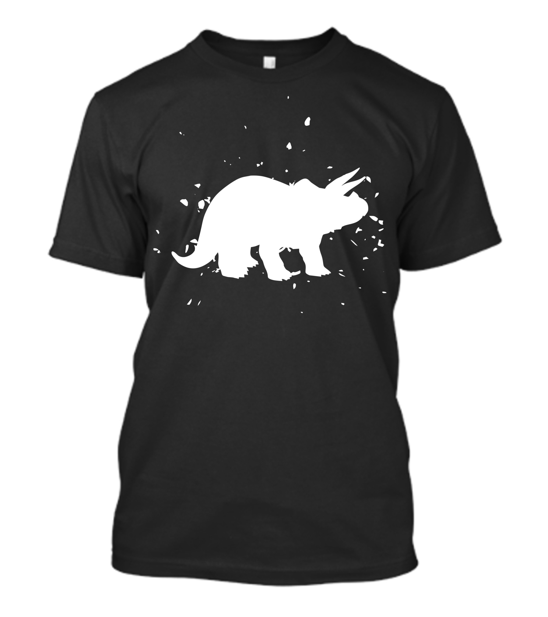 Triceratops Dinosaur Silhouette With Fragmented Elements T-Shirt