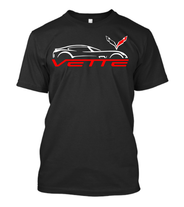 Vette C7 Silhouette With Red Emblem T-Shirt