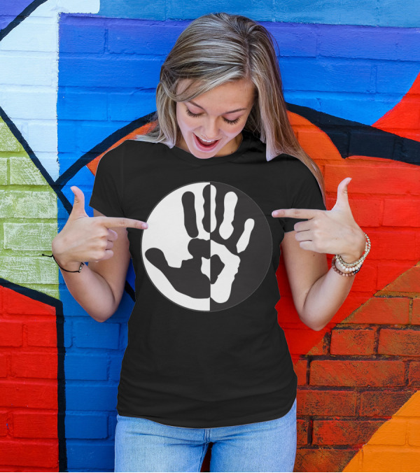 Black Out Tuesday Yin Yang Hand T-Shirt