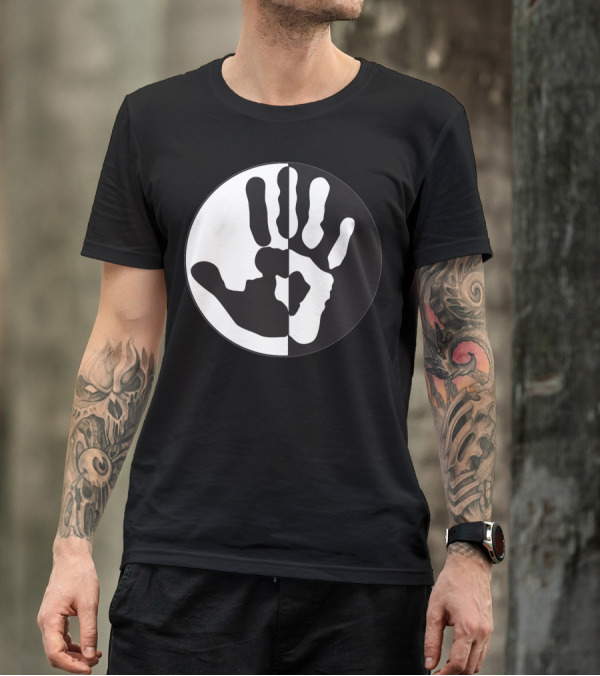 Black Out Tuesday Yin Yang Hand T-Shirt