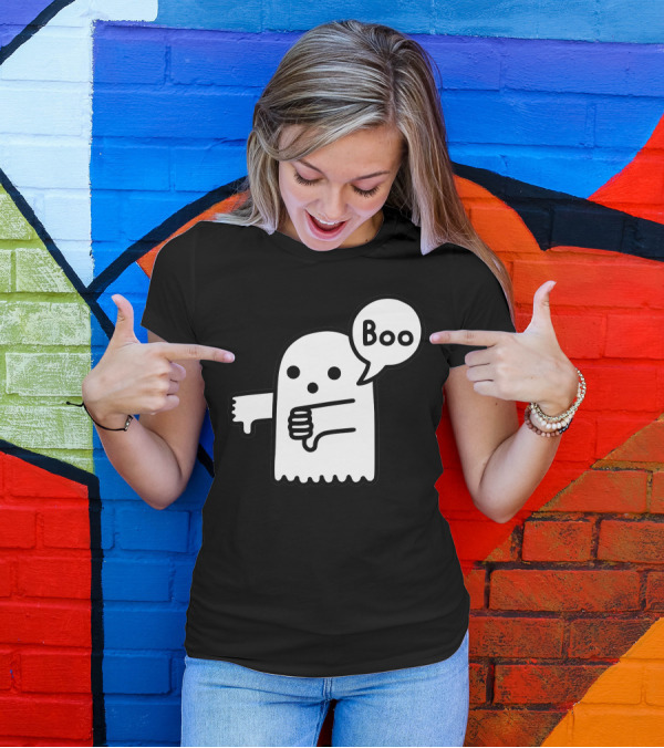 Boo Thumbs Down Ghost Speech Bubble T-Shirt