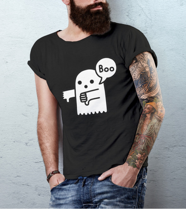 Boo Thumbs Down Ghost Speech Bubble T-Shirt