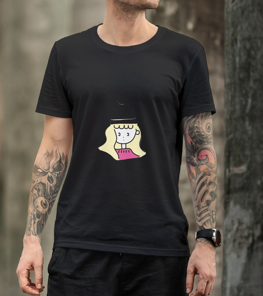 Cutegirlyhat Black Beanie Blonde Pink Sweater Cartoon Character T-Shirt