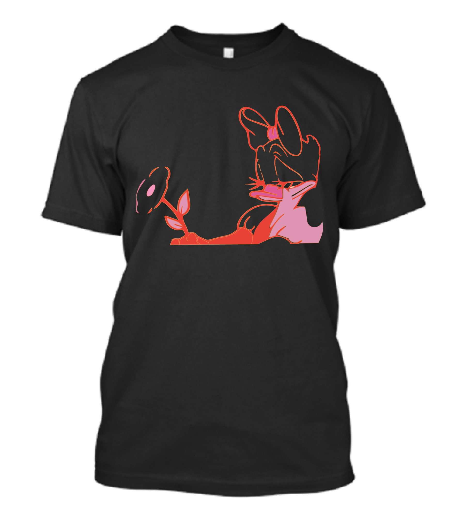 Daffy Duck With Flower Neon Outline T-Shirt