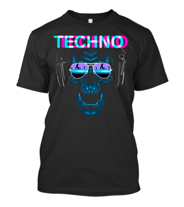 TECHNO Skull Headphones And Dance T-Shirt