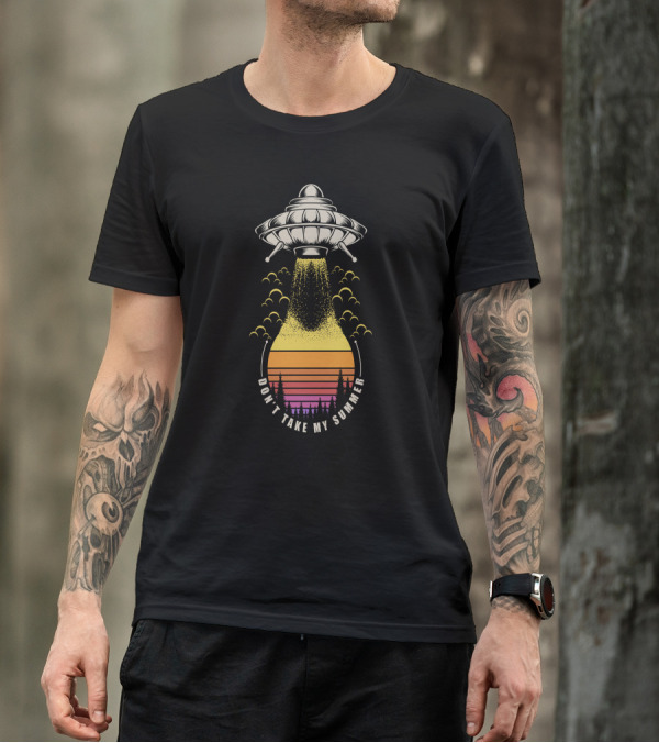 Don't Take My Summer UFO Sunset Retro Landscape T-Shirt