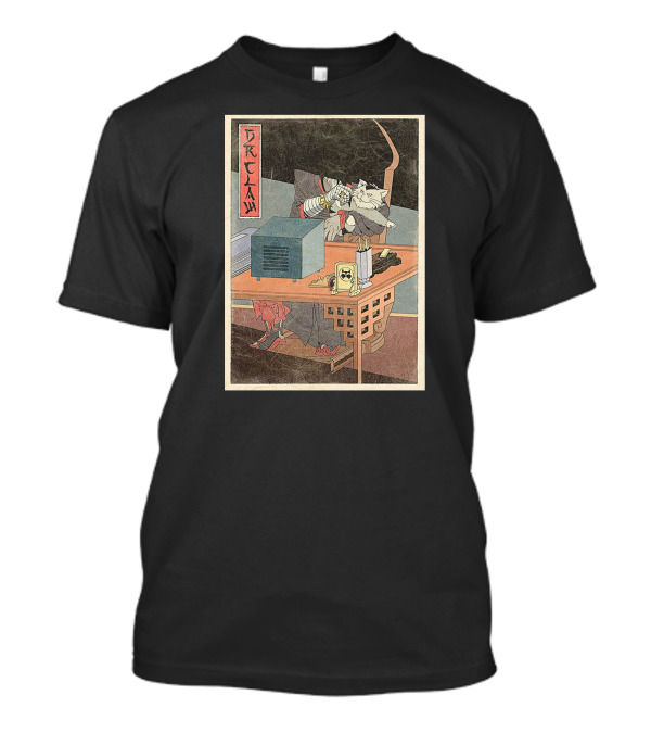 Dr Claw Ukiyo-e Style With Sleeping Cat And Robotic Arm T-Shirt