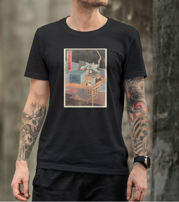 Dr Claw Ukiyo-e Style With Sleeping Cat And Robotic Arm T-Shirt