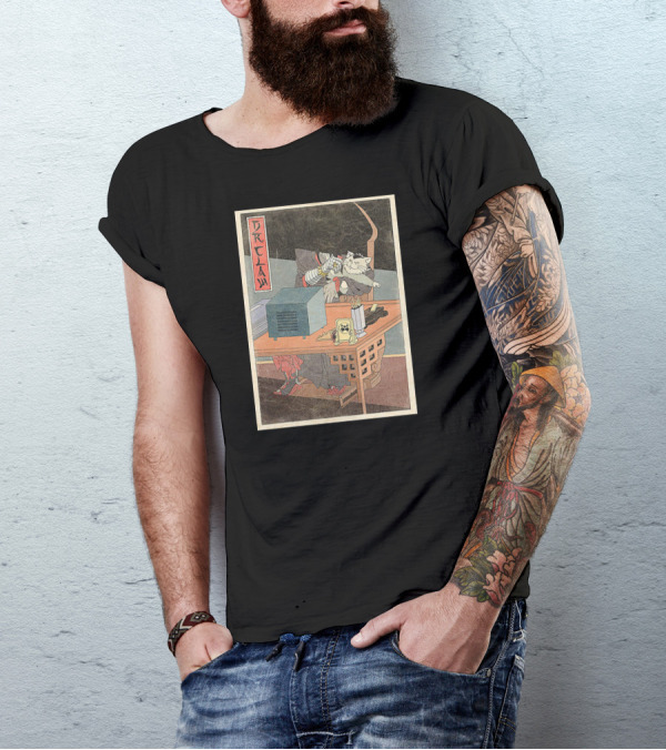 Dr Claw Ukiyo-e Style With Sleeping Cat And Robotic Arm T-Shirt