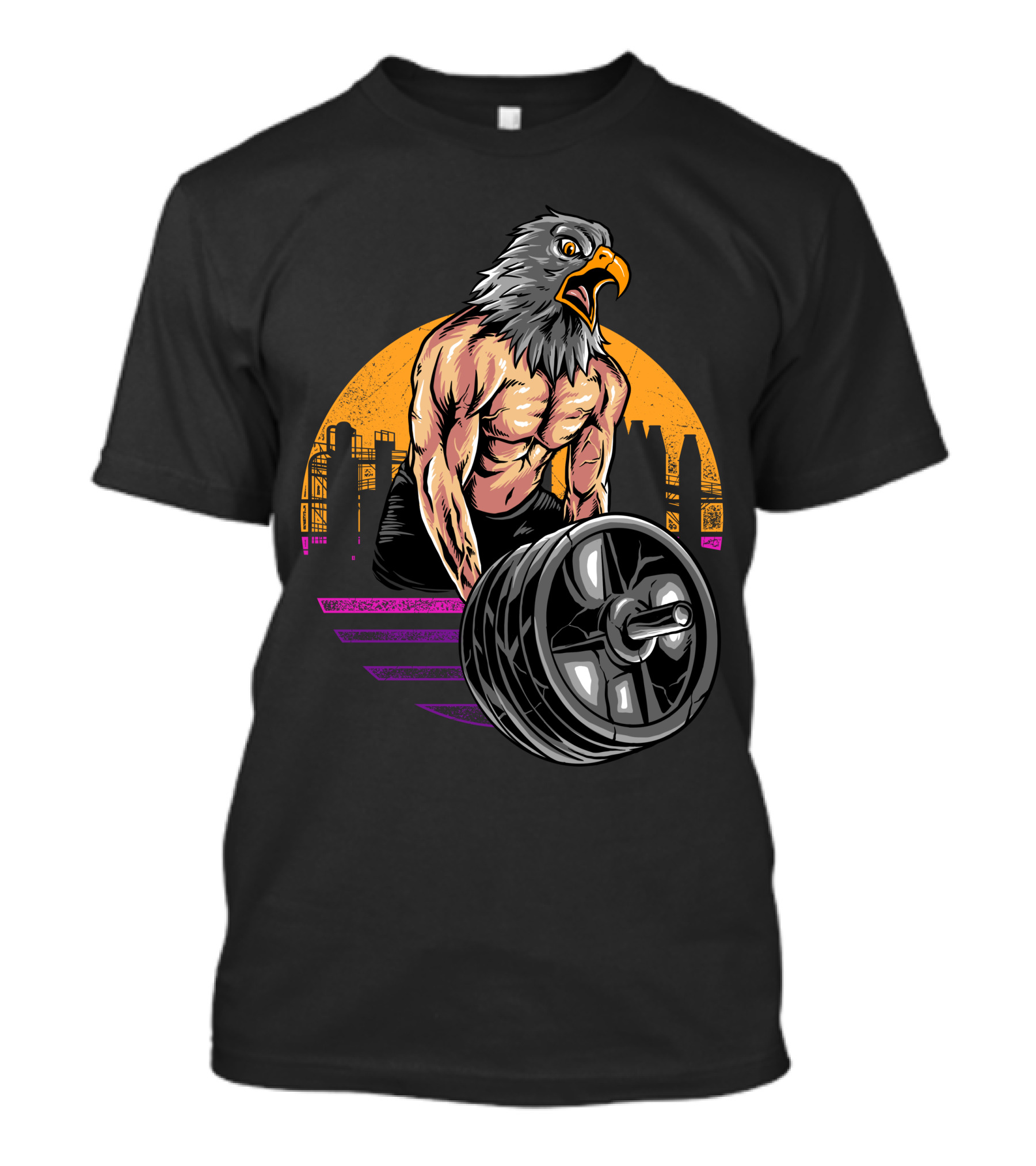 Eagle Gym Powerlifting City Skyline Fitness T-Shirt