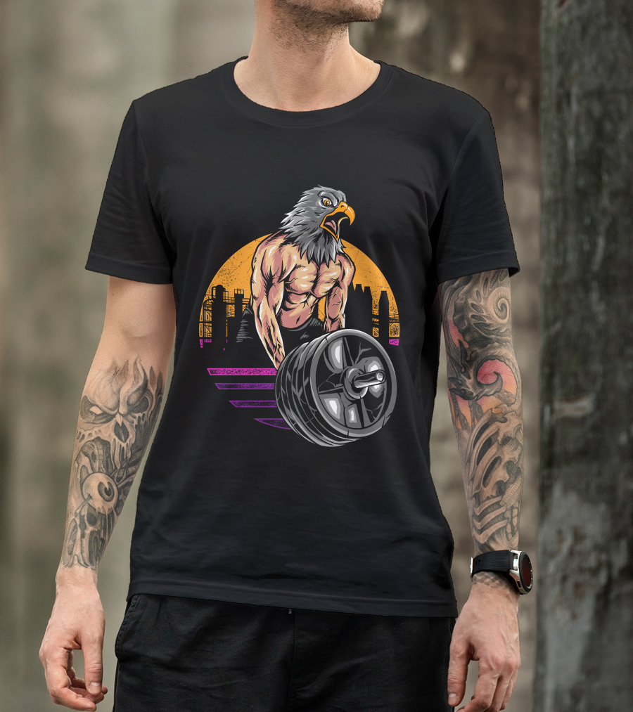 Eagle Gym Powerlifting City Skyline Fitness T-Shirt