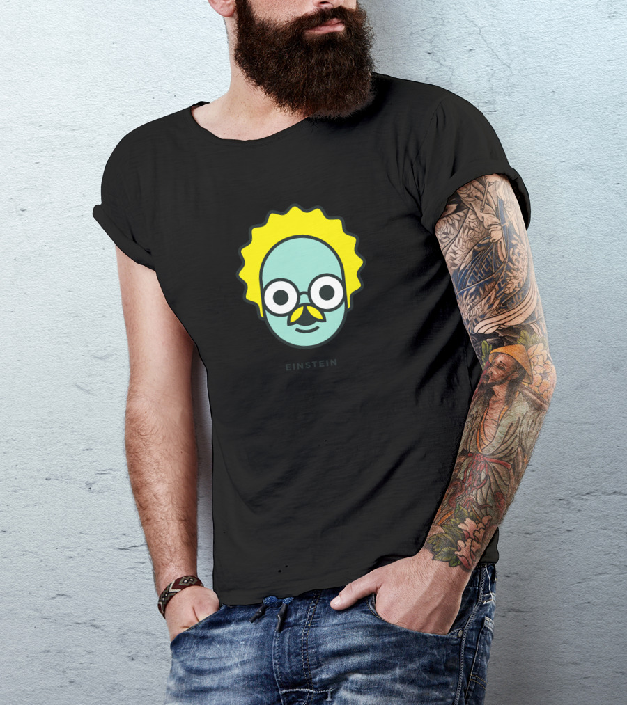 Einstein Cartoon Character With Yellow Hair And Glasses T-Shirt