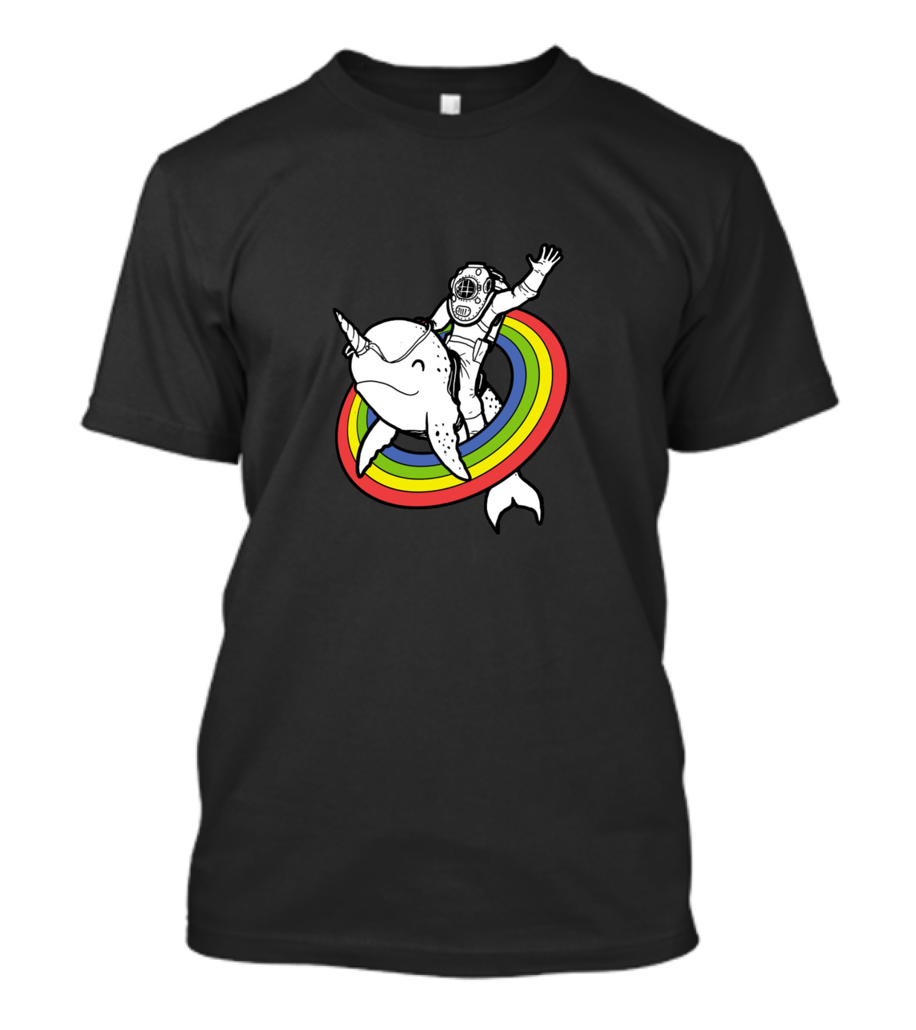 Epic Diving Suit Ride On Rainbow Narwhal T-Shirt