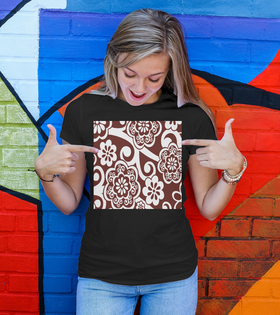 Ethnic Floral Patterns Swirl T-Shirt