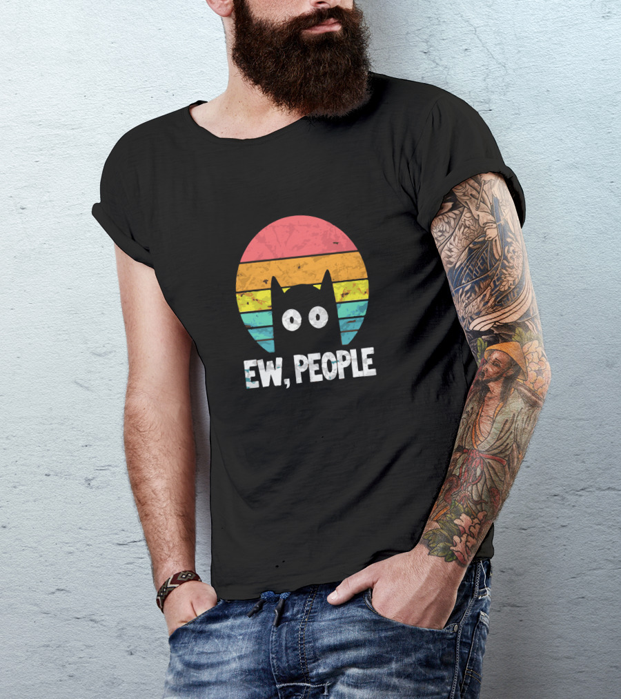 Ew People Retro Funny Cat T-Shirt