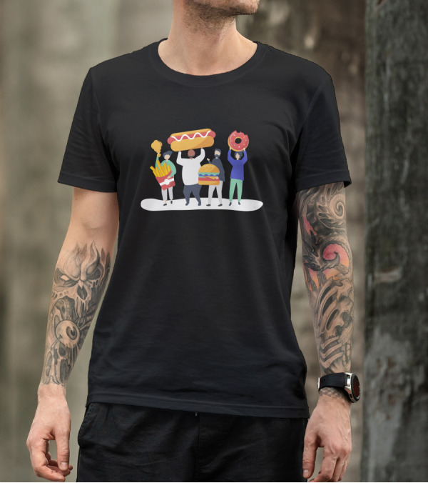 Food Love Fries Hotdog Hamburger Donut T-Shirt