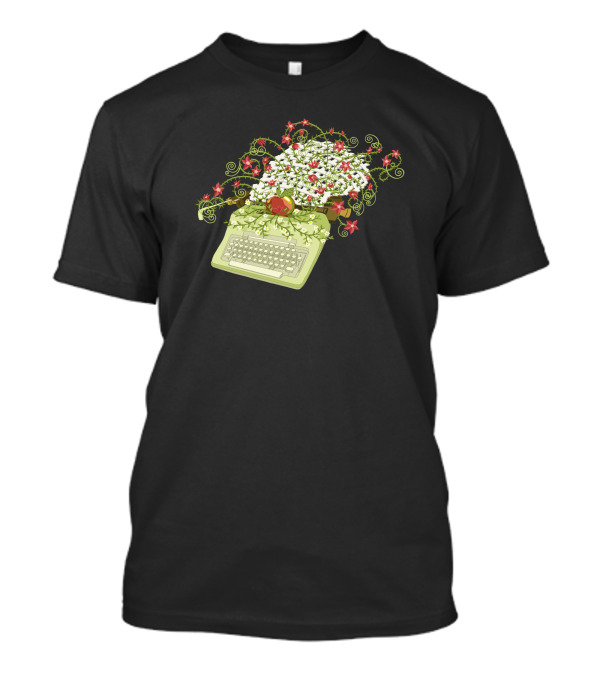 Typewriter Blooms Floral Gardening Guide T-Shirt